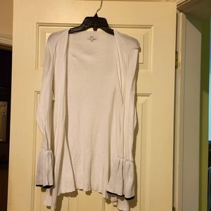 Crown and Ivy bell sleeve cardigan white with navy